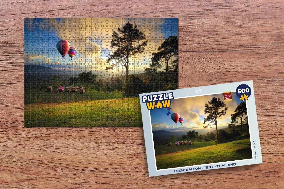 PuzzleWow Luchtballon Tent Thailand Legpuzzel 500 Stuks - Multicolor