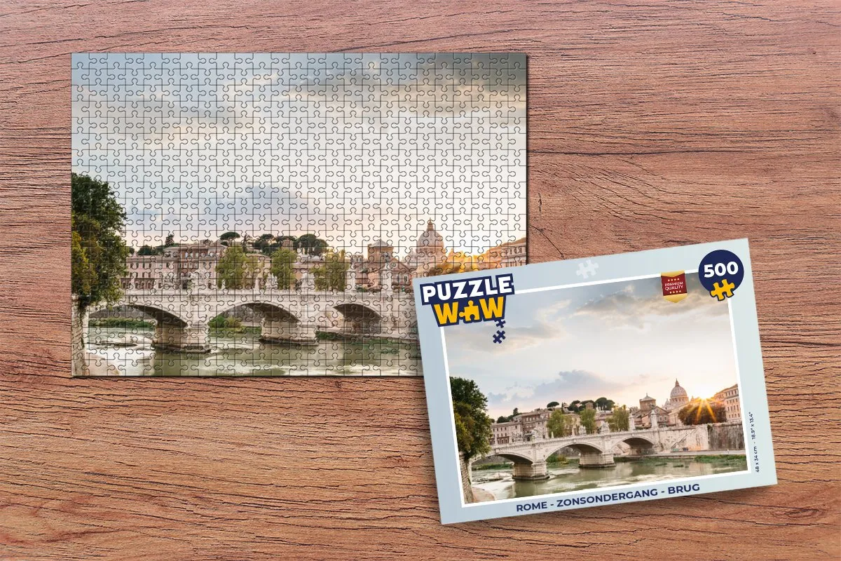 PuzzleWow Rome Zonsondergang Brug Legpuzzel 500 Stuks - Multicolor