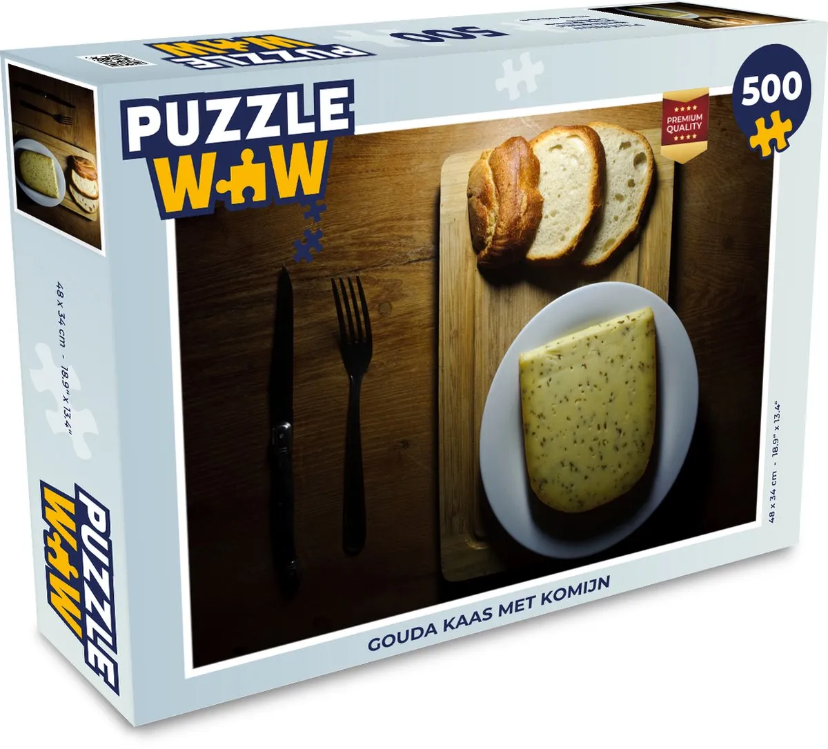 PuzzleWow Gouda Kaas Komijn Legpuzzel 500 Stuks - Multicolor