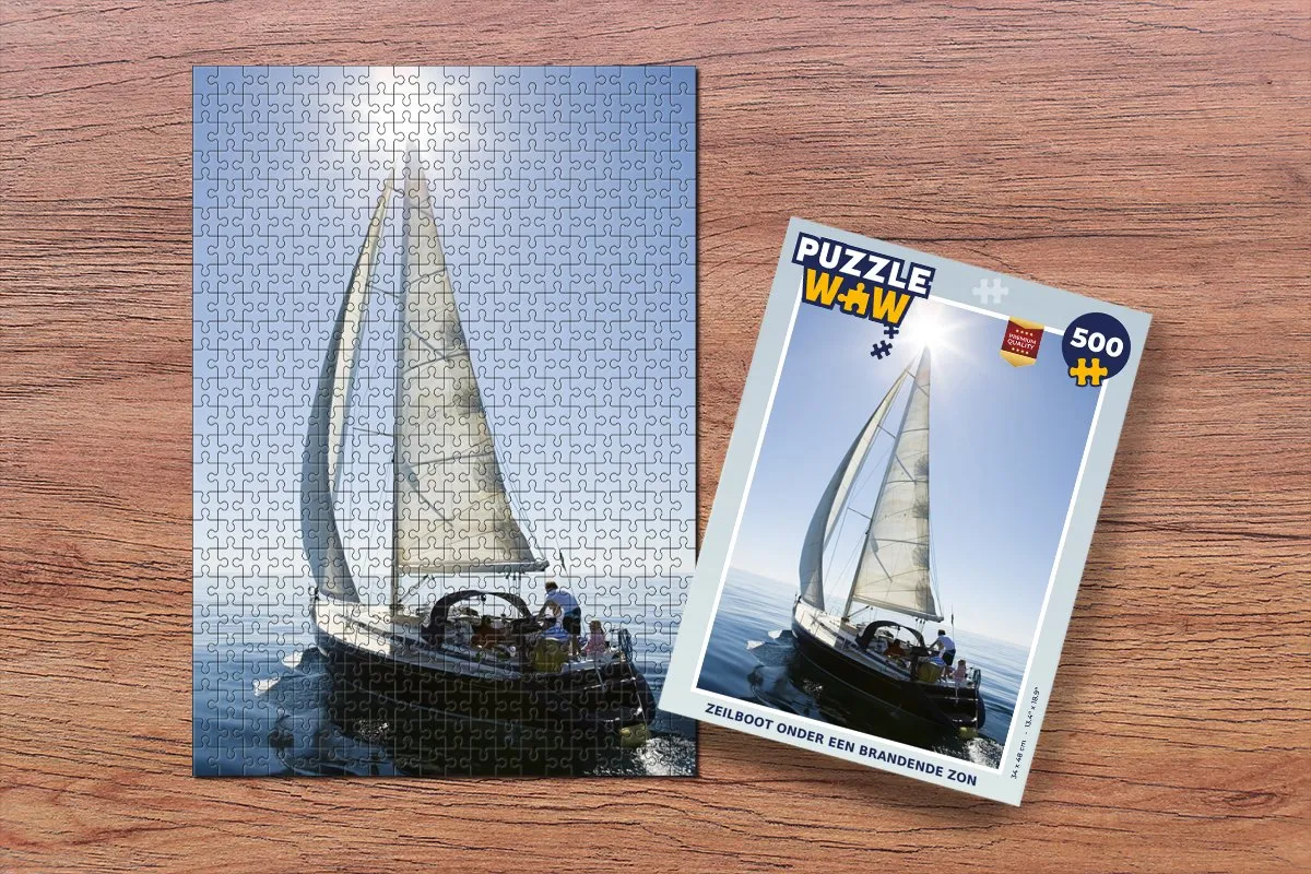 PuzzleWow Zeilboot onder een brandende zon Legpuzzel 500 Stuks - Multicolor
