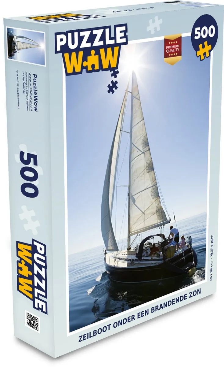 PuzzleWow Zeilboot onder een brandende zon Legpuzzel 500 Stuks - Multicolor