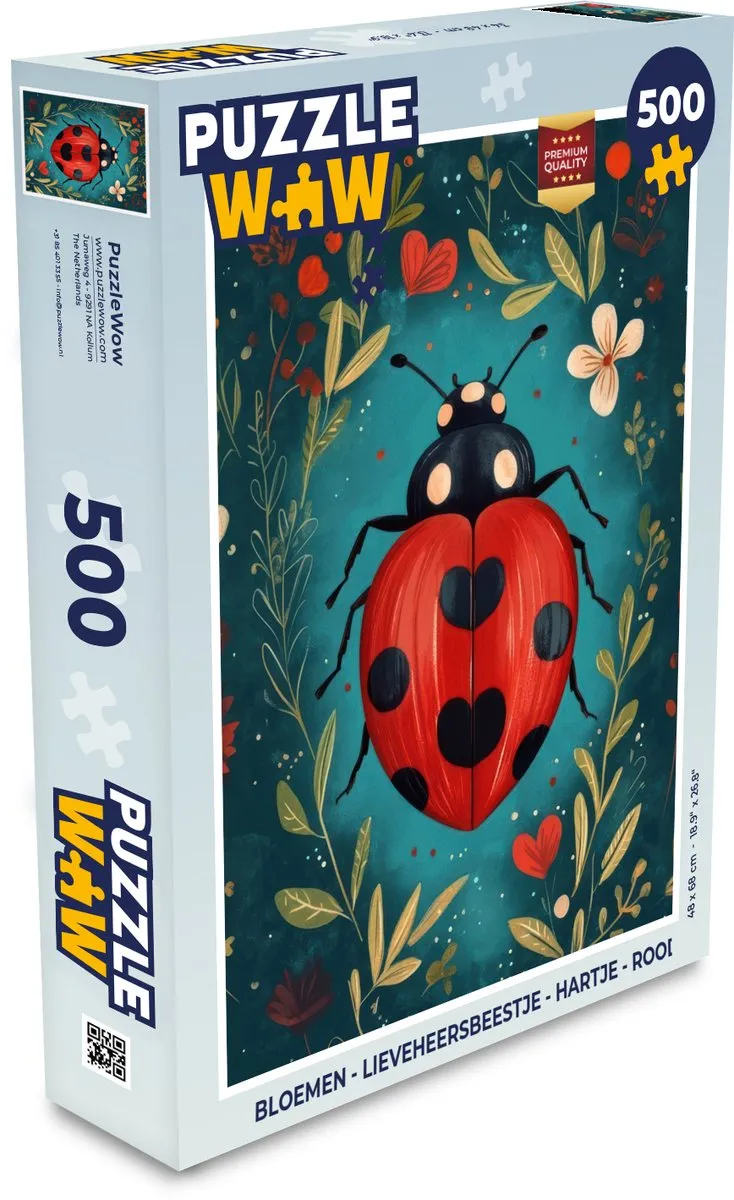 PuzzleWow Legpuzzel Bloemen Lieveheersbeestje