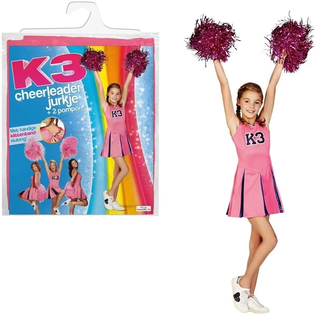 Studio 100 K3 Cheerleader Verkleedjurk Maat 116 - Roze