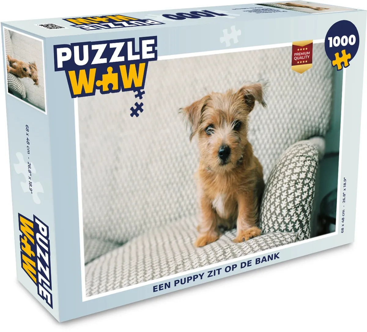 PuzzleWow Legpuzzel Een puppy zit op de bank 1000 Stuks - Multicolor