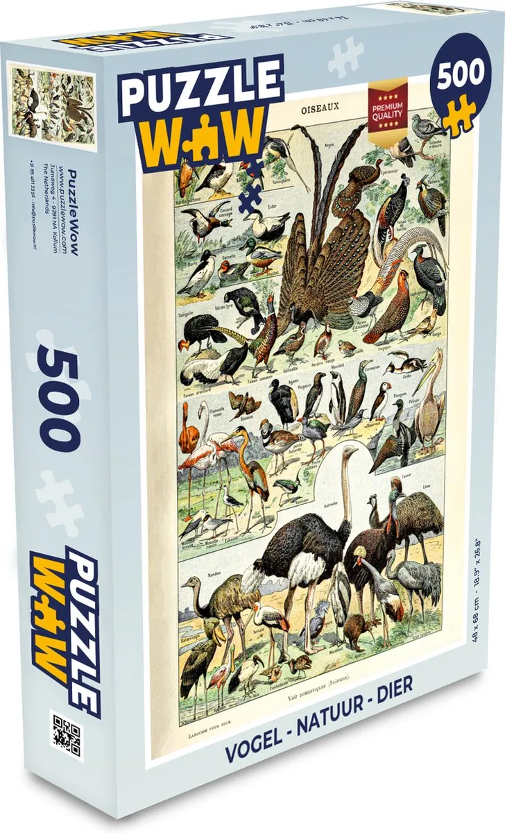 PuzzleWow Vogel Natuur Legpuzzel 500 Stuks