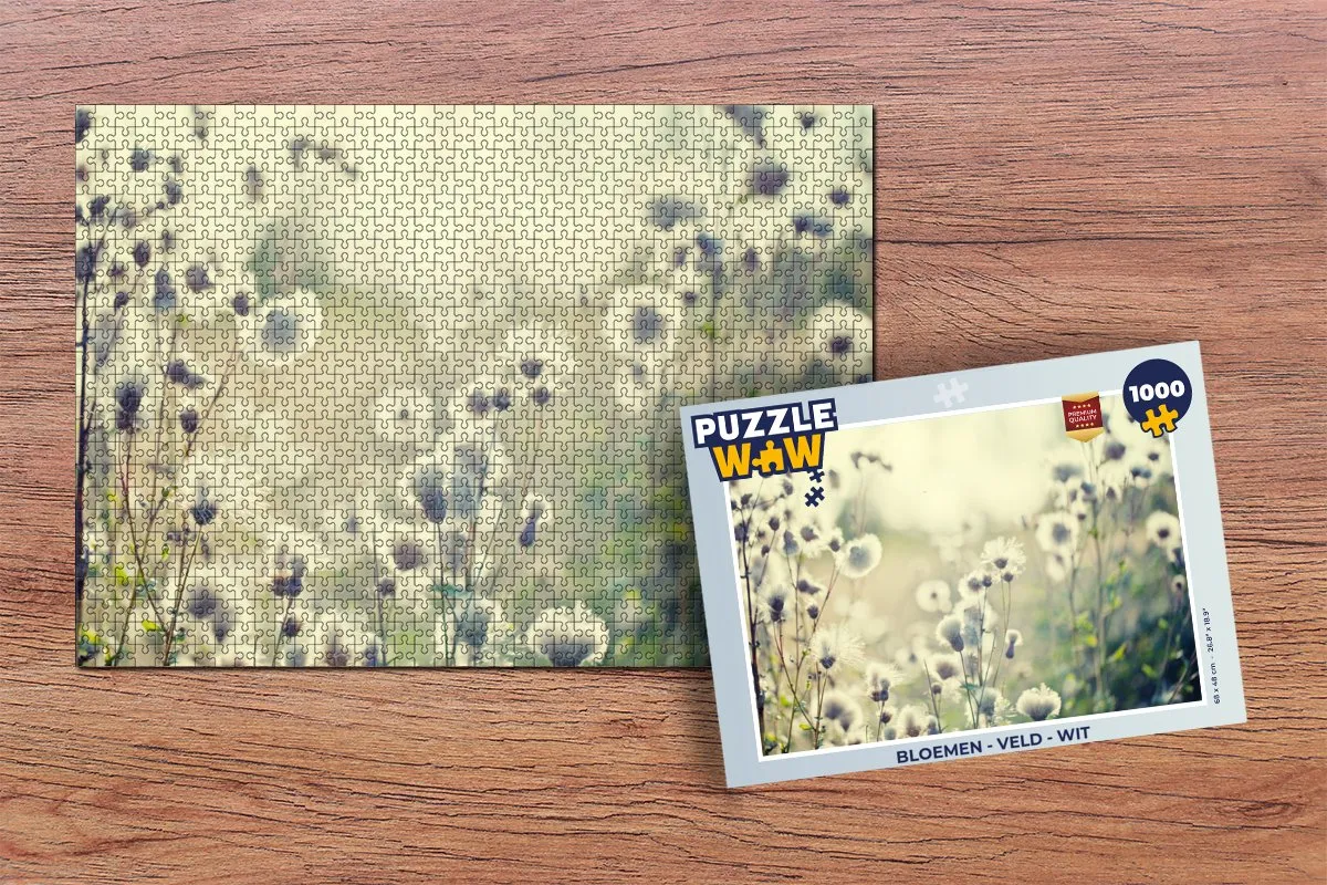 PuzzleWow Bloemen Veld Legpuzzel 1000 Stuks - Wit