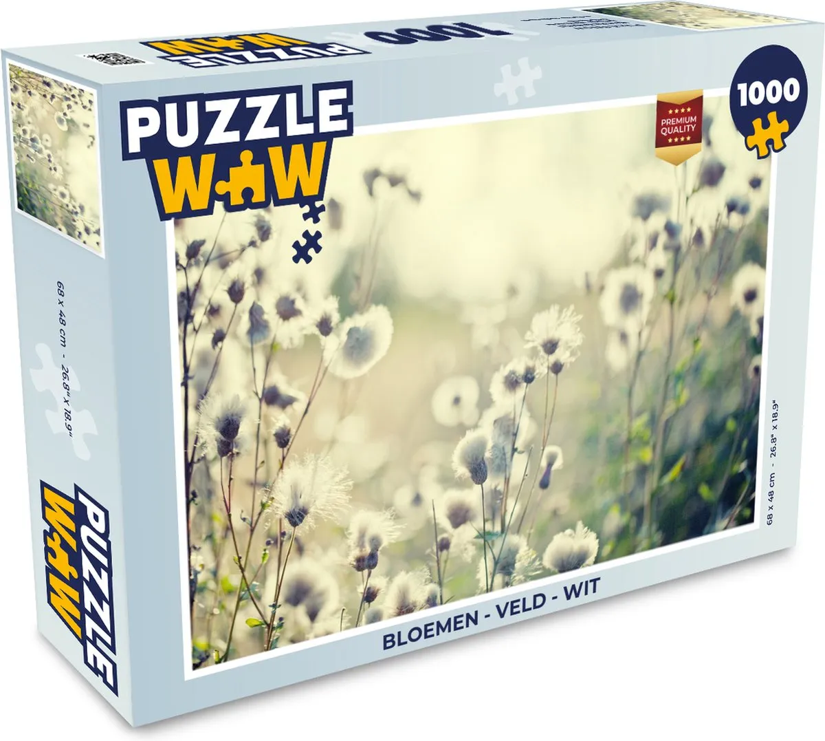 PuzzleWow Bloemen Veld Legpuzzel 1000 Stuks - Wit