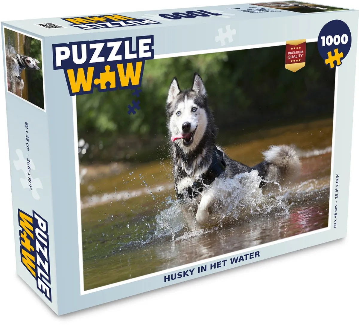 PuzzleWow Husky in het water Legpuzzel 1000 Stuks
