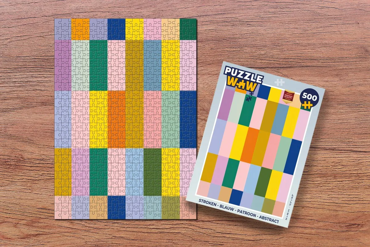PuzzleWow Stroken Abstract Legpuzzel 500 Stuks - Blauw