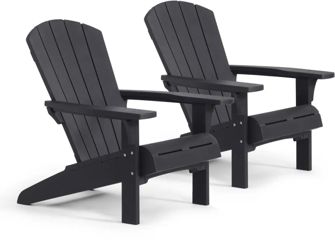 Keter Troy Adirondack Tuinstoel - 2 stuks - 81x93x96,5cm - Zwart
