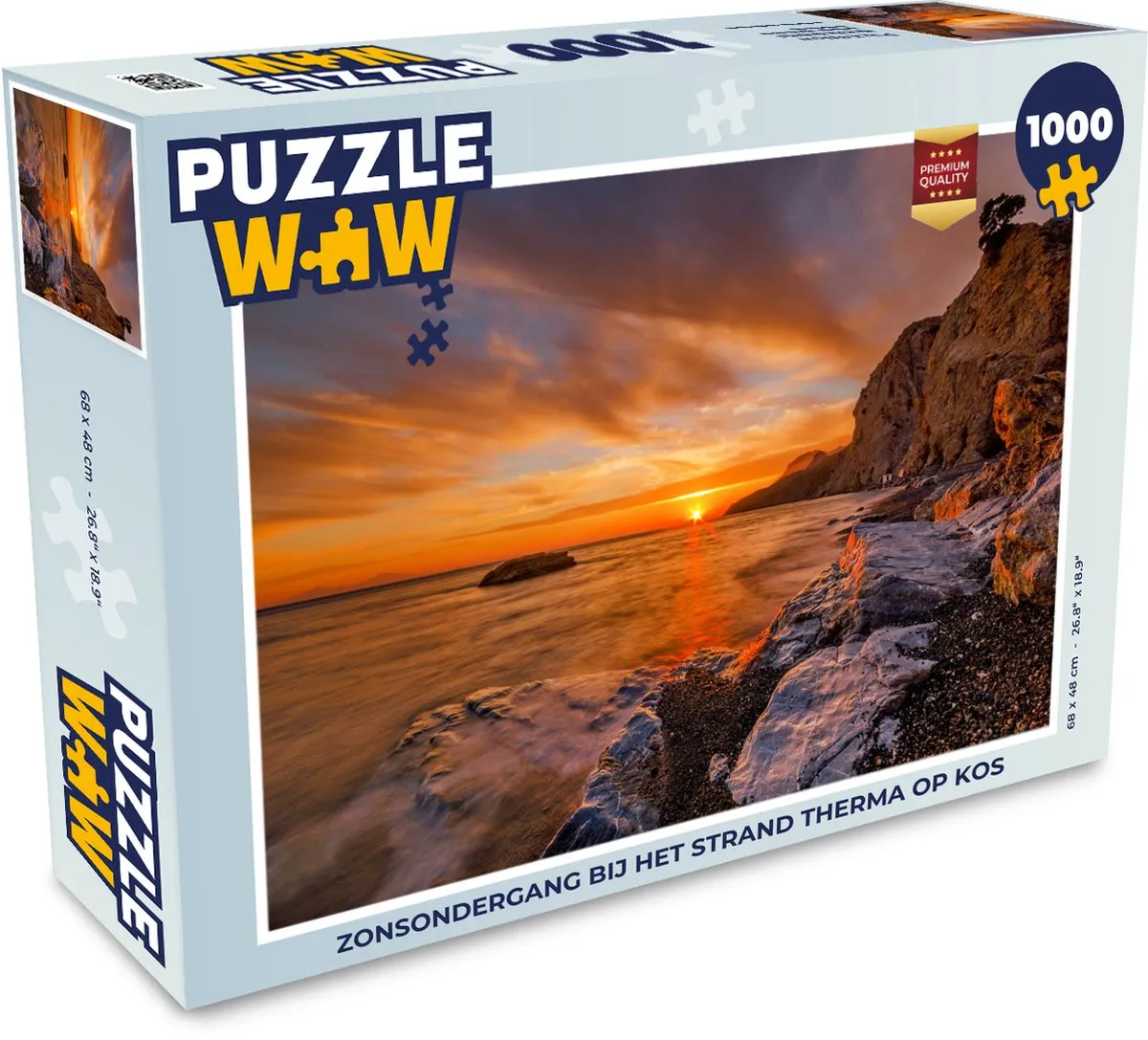 PuzzleWow Zonsondergang bij het strand Therma op Kos Legpuzzel 1000 Stuks