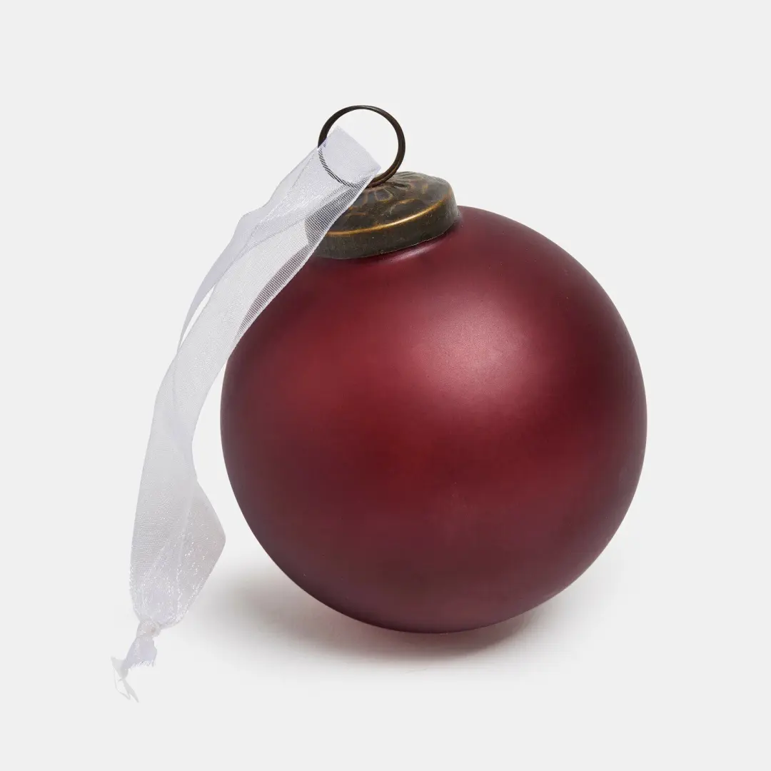 Loberon Kerstbal Set 6 Stuks - 10cm - Bordeaux - afbeelding 2 van 5