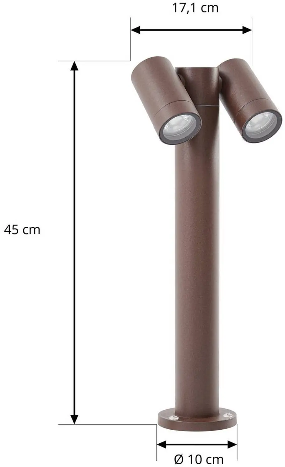 PRIOS Tulimar Sokkellamp 2-lamps 45cm - Roest - afbeelding 5 van 6