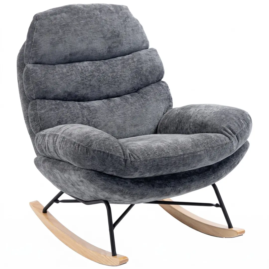 HOMCOM Rocking Chair-Polyester, Schaumstoff-80 x 103 x 91 cm-Dunkelgrau