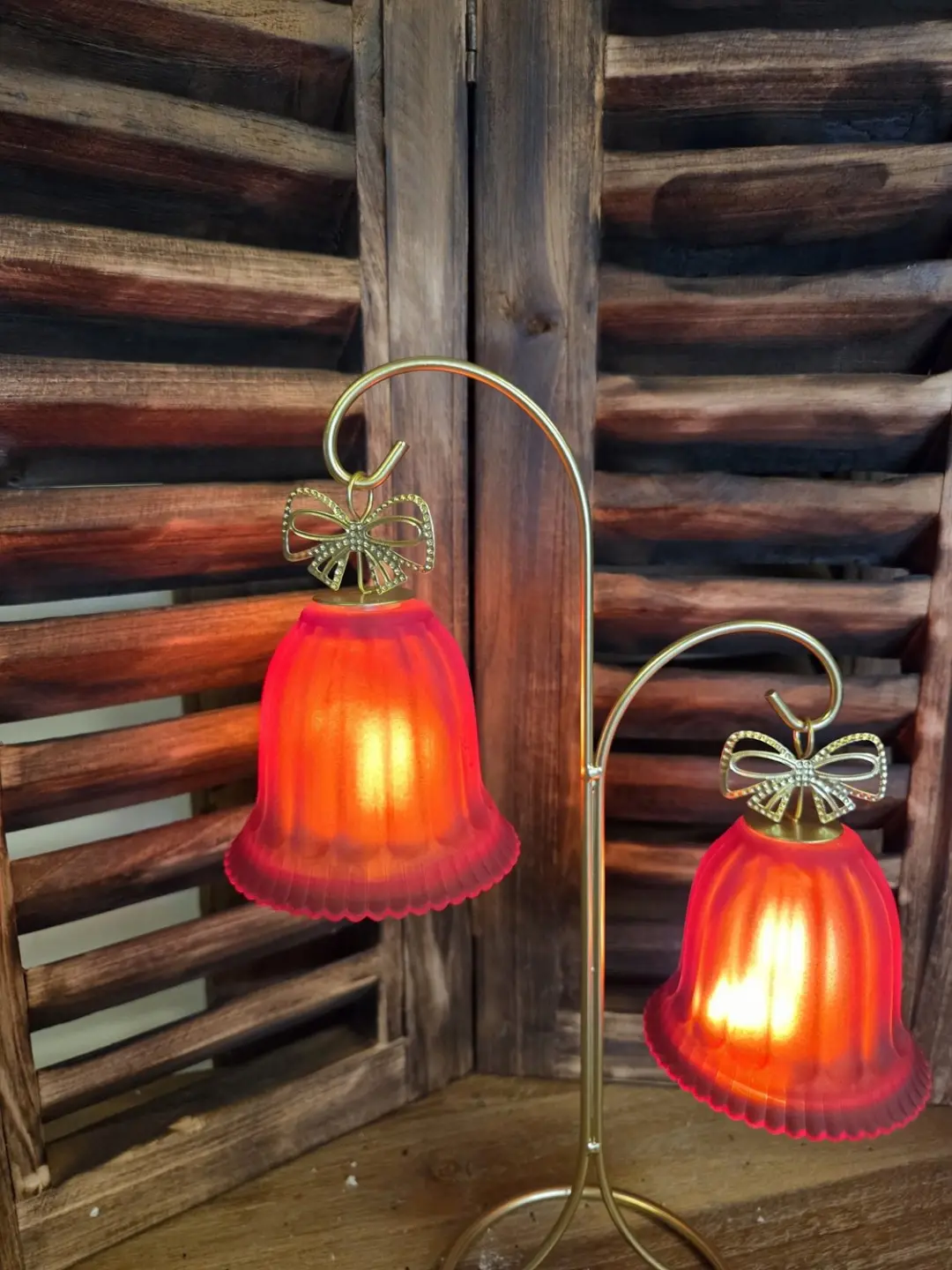 LED kerst Bel*2 m/standaard Charly M rood-23x11,5x34,5CM