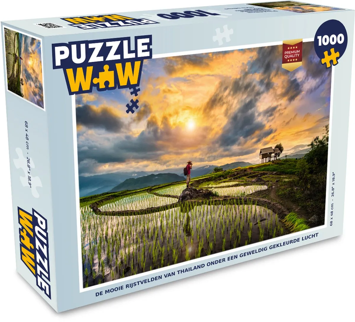 PuzzleWow Legpuzzel De Mooie Rijstvelden van Thailand - 1000 Stuks - Multicolor