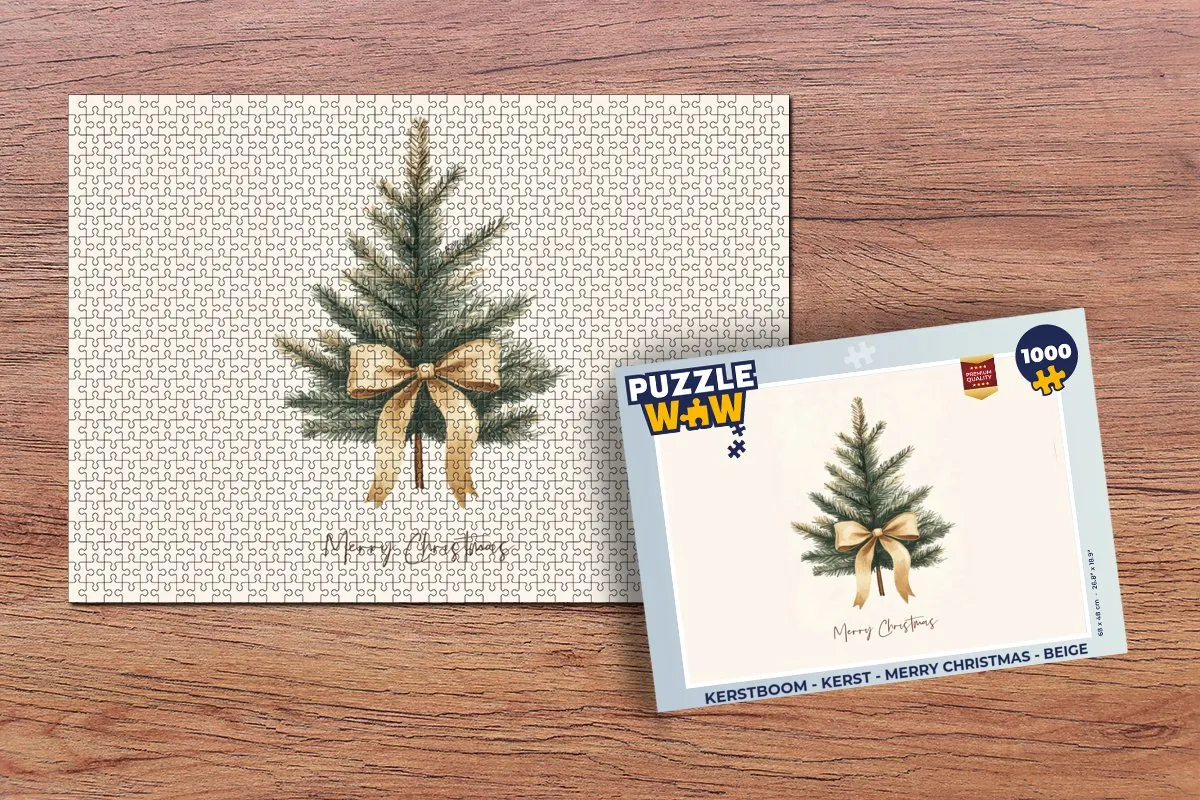 PuzzleWow Kerstboom Legpuzzel 1000 Stuks - Beige