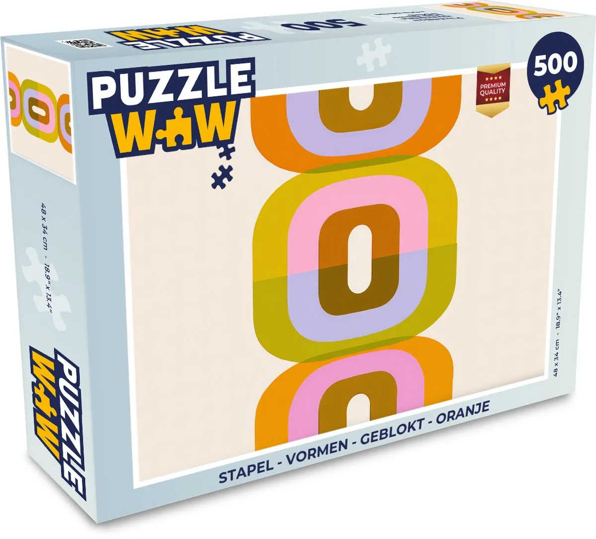 PuzzleWow Stapel Vormen Legpuzzel 500 Stuks - Oranje