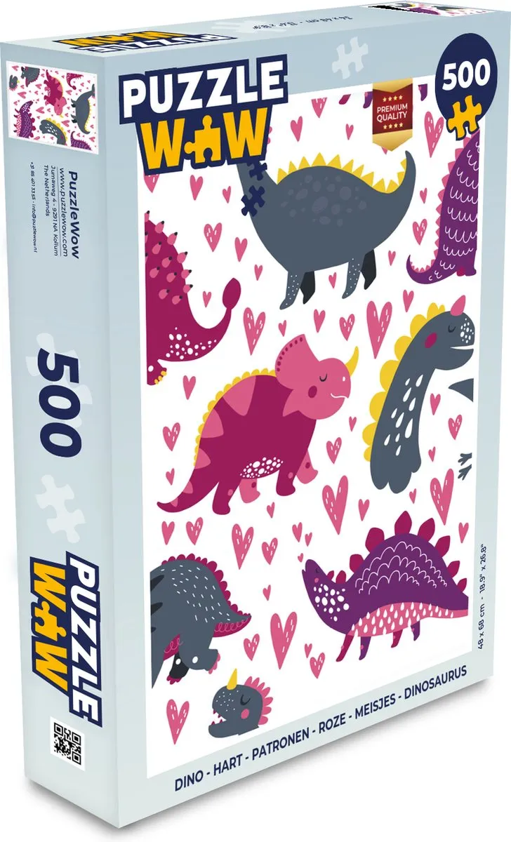 PuzzleWow Dino Hart Patronen Legpuzzel 500 Stuks