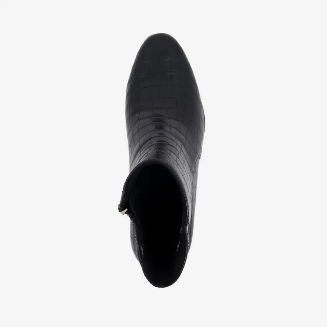 Marco Tozzi dames enkellaarsjes met crocoprint zwart