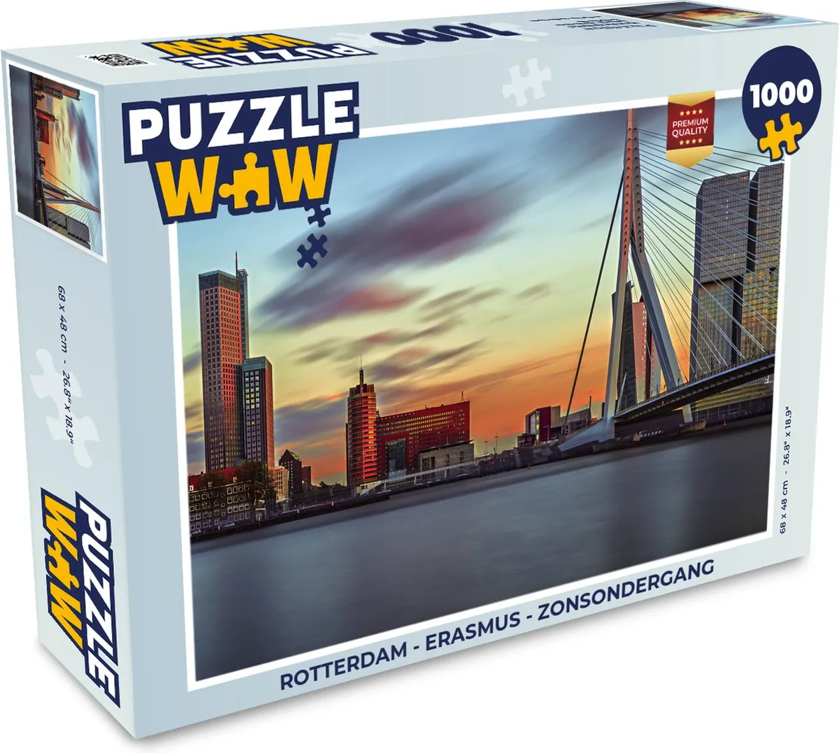 PuzzleWow Rotterdam Erasmus Zonsondergang Legpuzzel 1000 Stuks - Multicolor