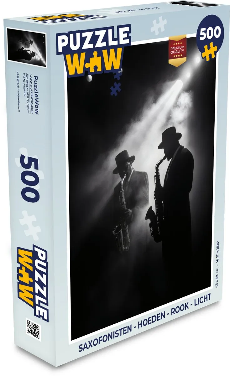 PuzzleWow Saxofonisten Hoeden Rook Licht Legpuzzel 500 Stuks