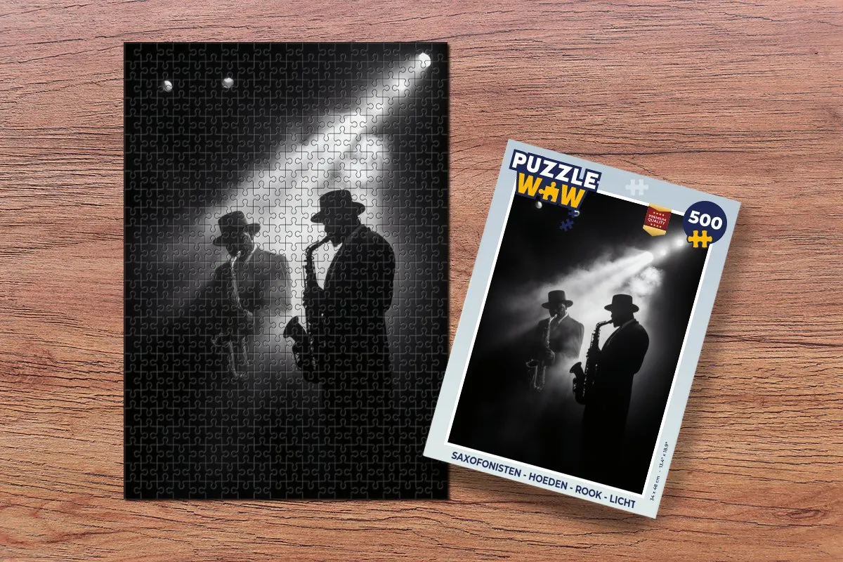 PuzzleWow Saxofonisten Hoeden Rook Licht Legpuzzel 500 Stuks