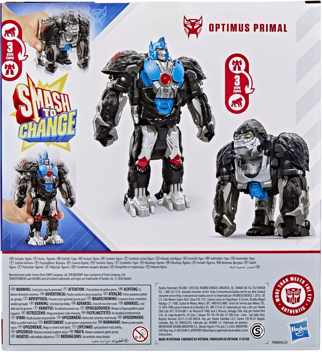 Transformers Smash Changers Optimus Primal F7248 Actiefiguur - Multicolor