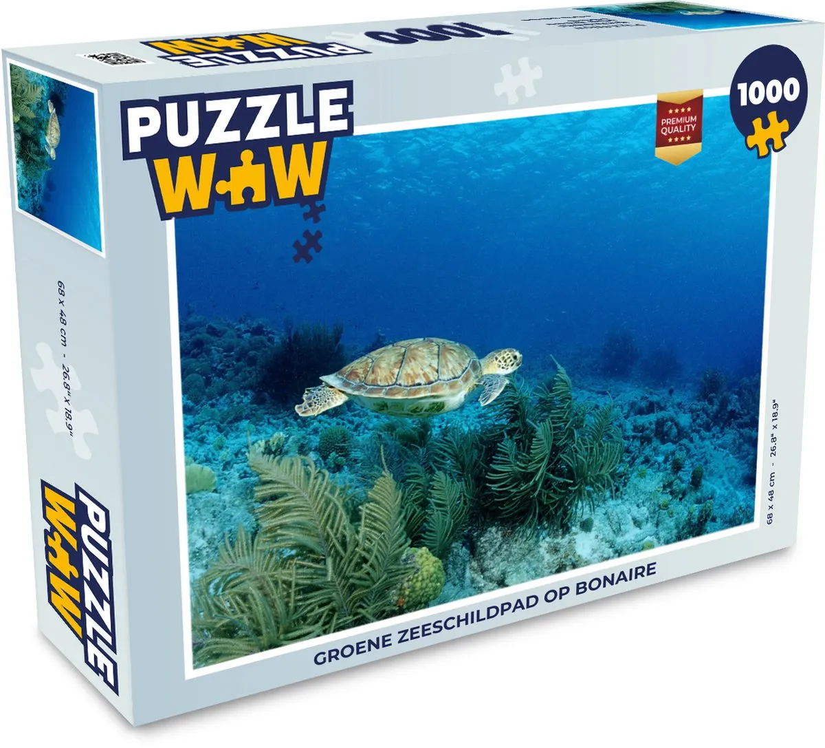 PuzzleWow Groene Zeeschildpad Bonaire Legpuzzel 1000 Stuks - Multicolor