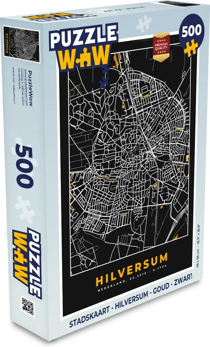 PuzzleWow Stadskaart Hilversum Legpuzzel 500 Stuks