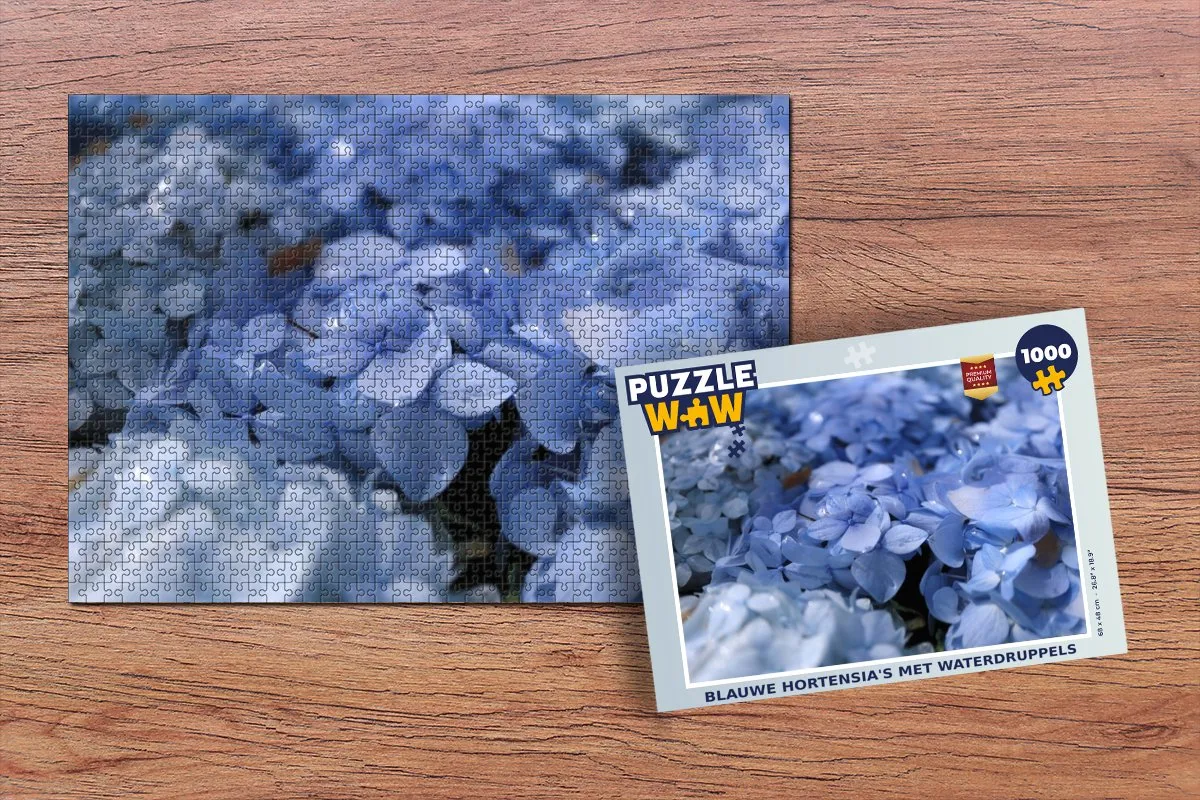PuzzleWow Legpuzzel Blauwe Hortensia's 1000 Stuks