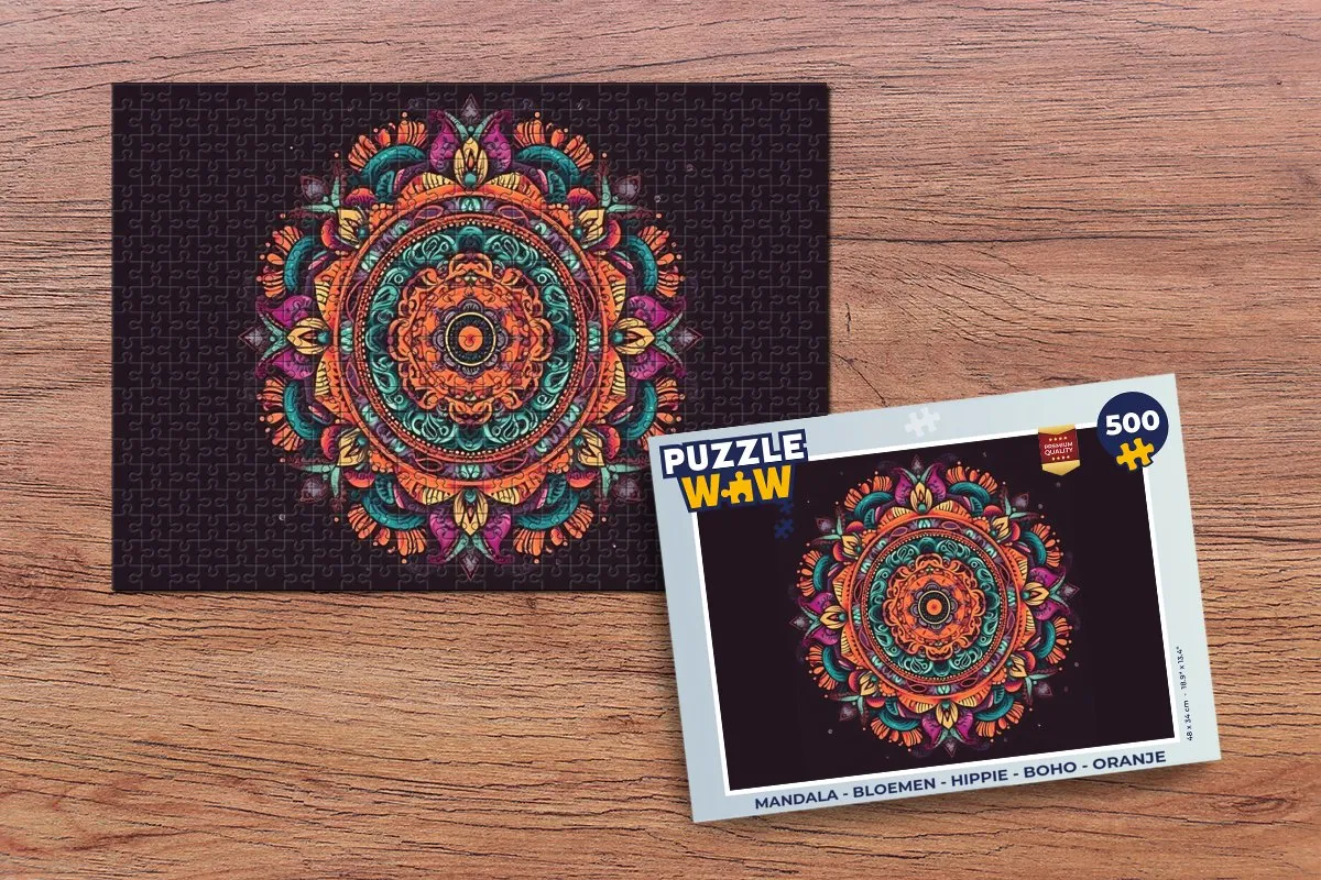 PuzzleWow Mandala Bloemen Puzzel 500 Stuks - Multicolor