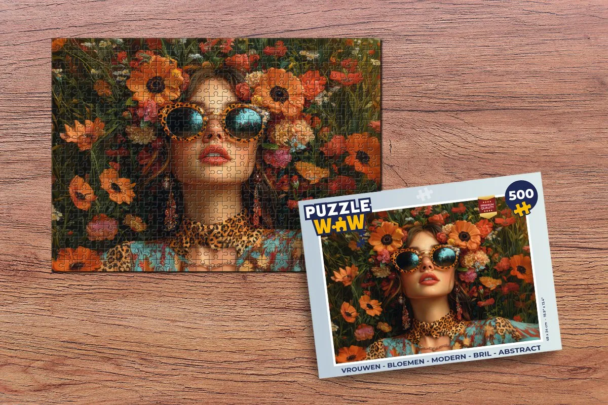 PuzzleWow Vrouwen Bloemen Abstract Legpuzzel 500 Stuks - Multi