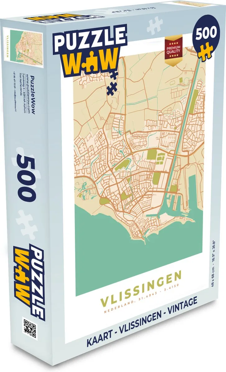 PuzzleWow Vlissingen Vintage Legpuzzel 500 Stuks - Multicolor