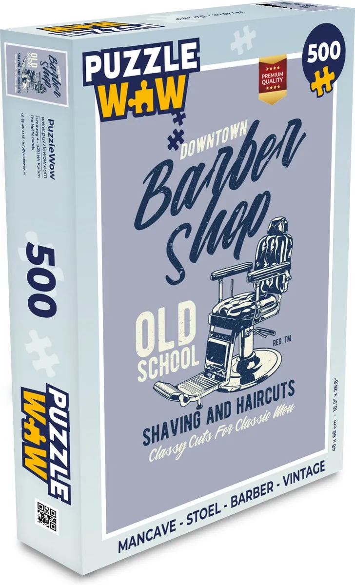 PuzzleWow Mancave Stoel Barber Legpuzzel 500 Stuks - Multicolor