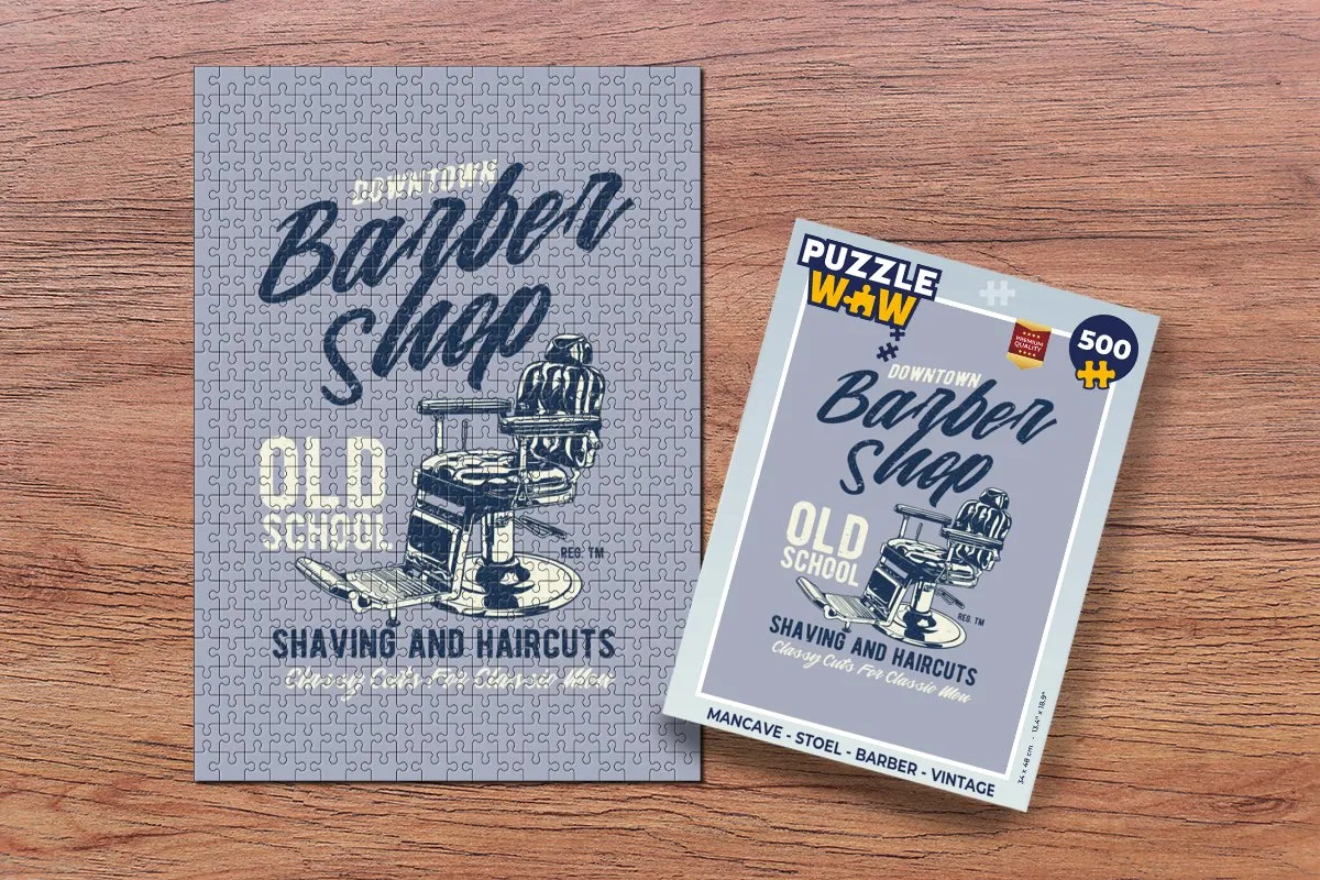 PuzzleWow Mancave Stoel Barber Legpuzzel 500 Stuks - Multicolor