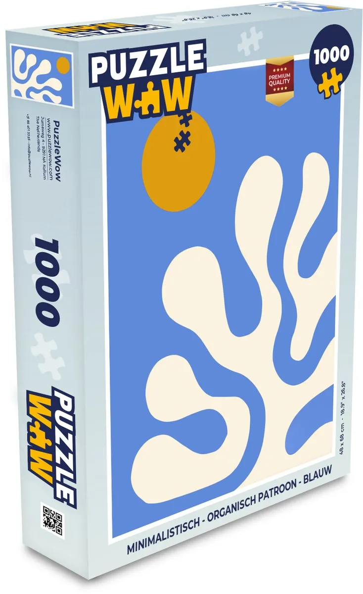 PuzzleWow Minimalistisch Organisch Legpuzzel 1000 Stuks - Blauw