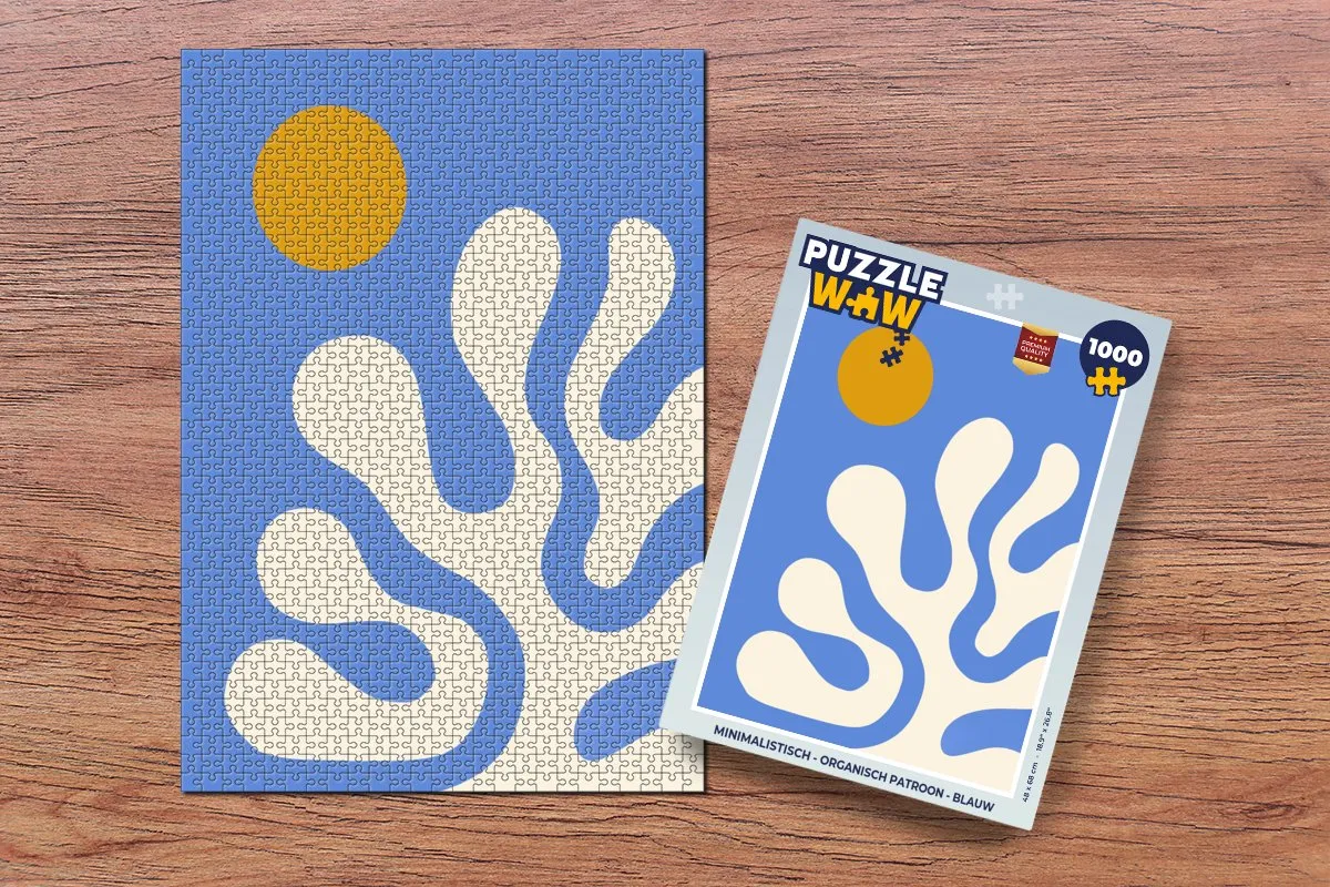 PuzzleWow Minimalistisch Organisch Legpuzzel 1000 Stuks - Blauw