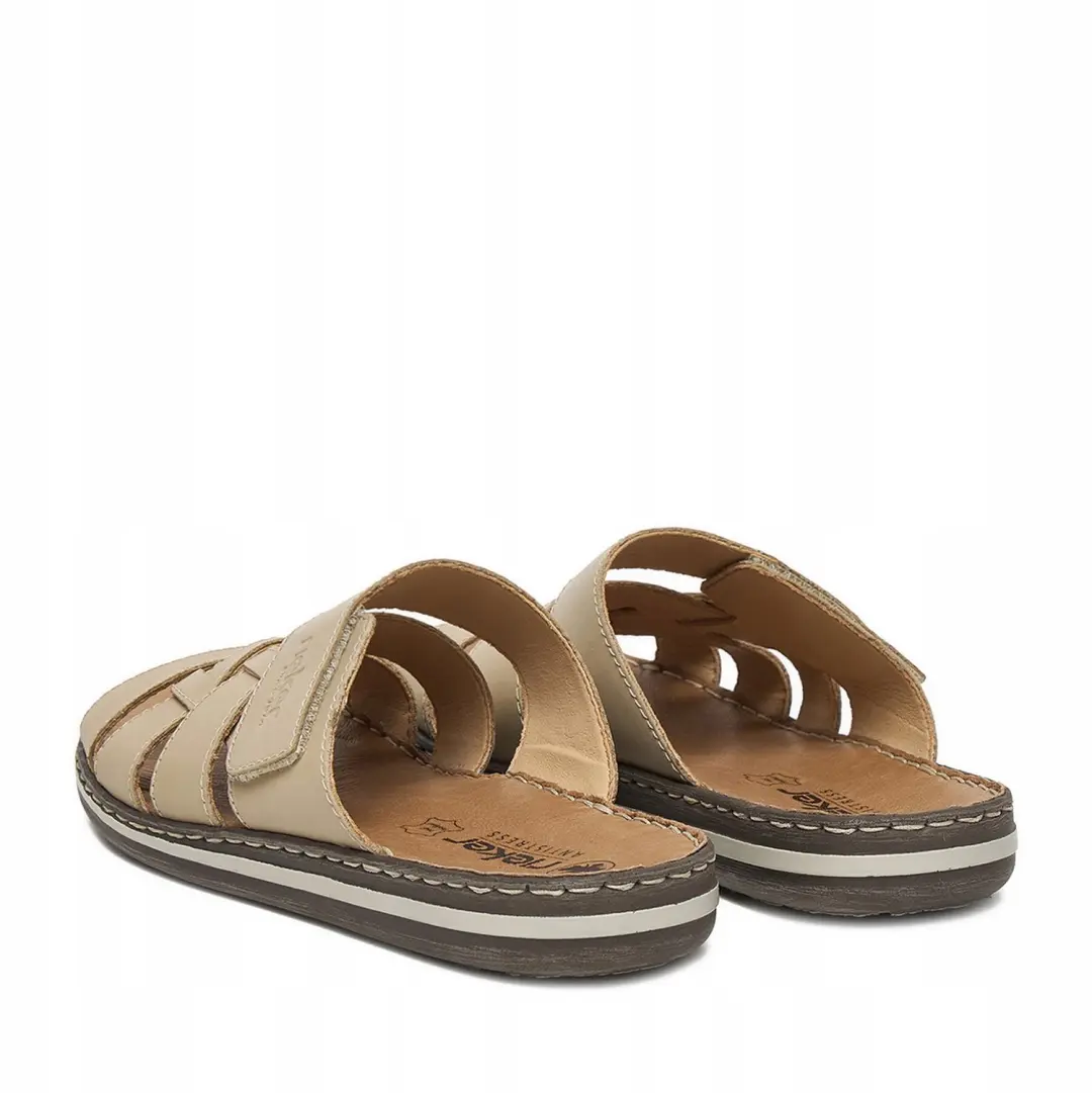 Rieker Heren Slippers Beige Leer