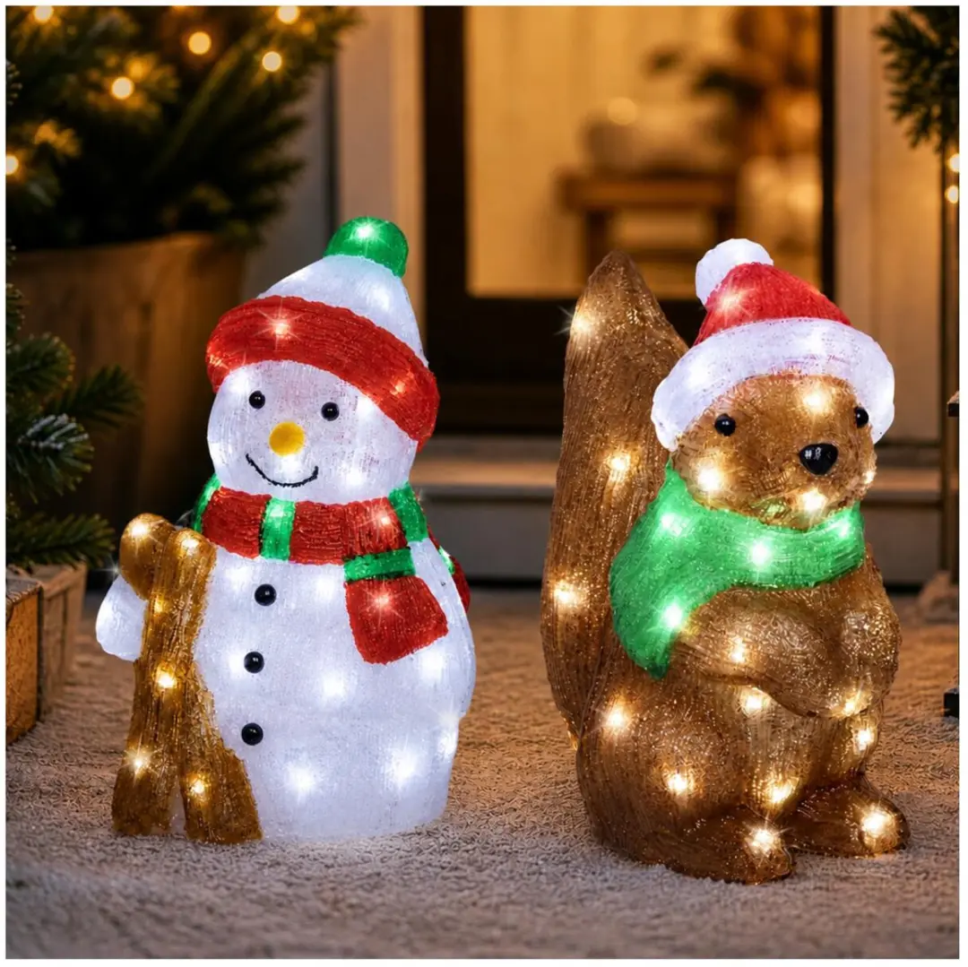 Lumineo Sneeuwpop Kerstverlichting 50 LED - 20x25x38cm - afbeelding 3 van 6