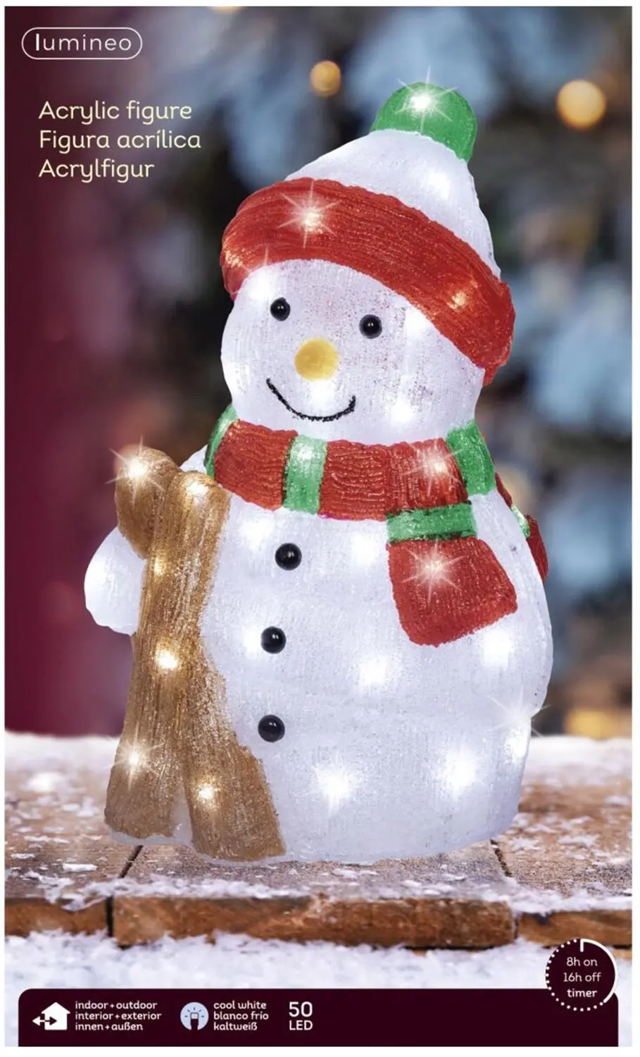 Lumineo Sneeuwpop Kerstverlichting 50 LED - 20x25x38cm - afbeelding 6 van 6