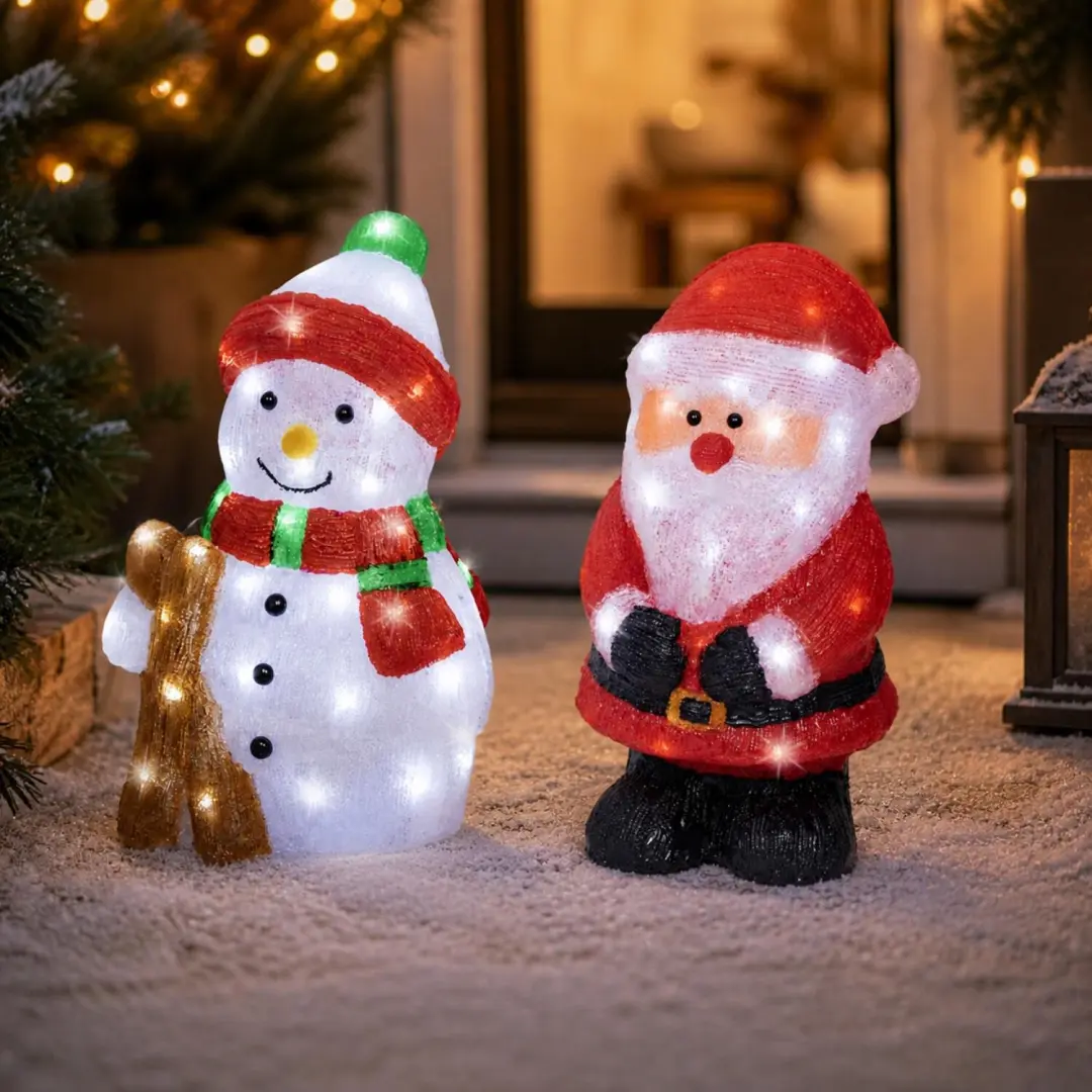Lumineo Sneeuwpop Kerstverlichting 50 LED - 20x25x38cm - afbeelding 2 van 6