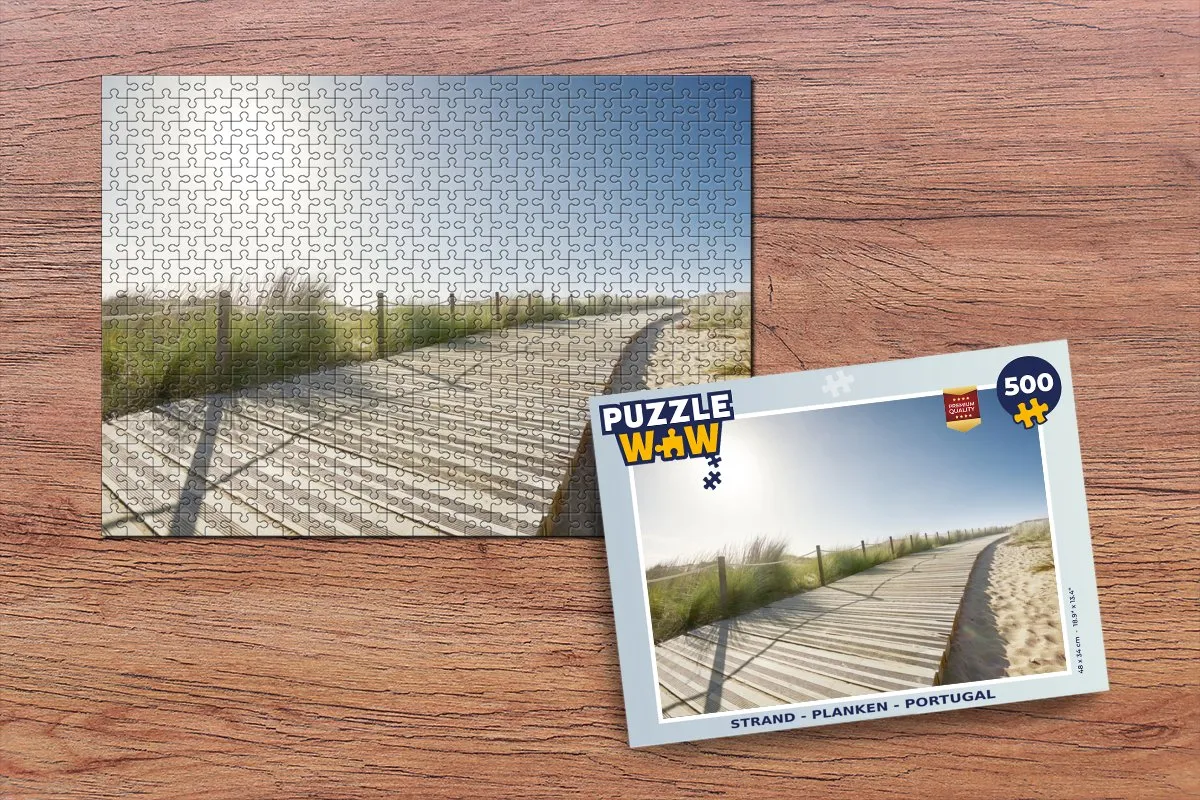 PuzzleWow Strand Planken Portugal Legpuzzel 500 Stuks - Multicolor