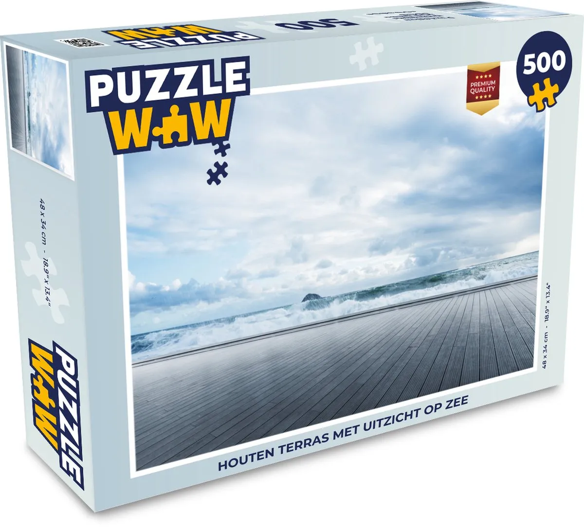 PuzzleWow Houten Terras met Uitzicht op Zee Legpuzzel 500 Stuks - Multicolor