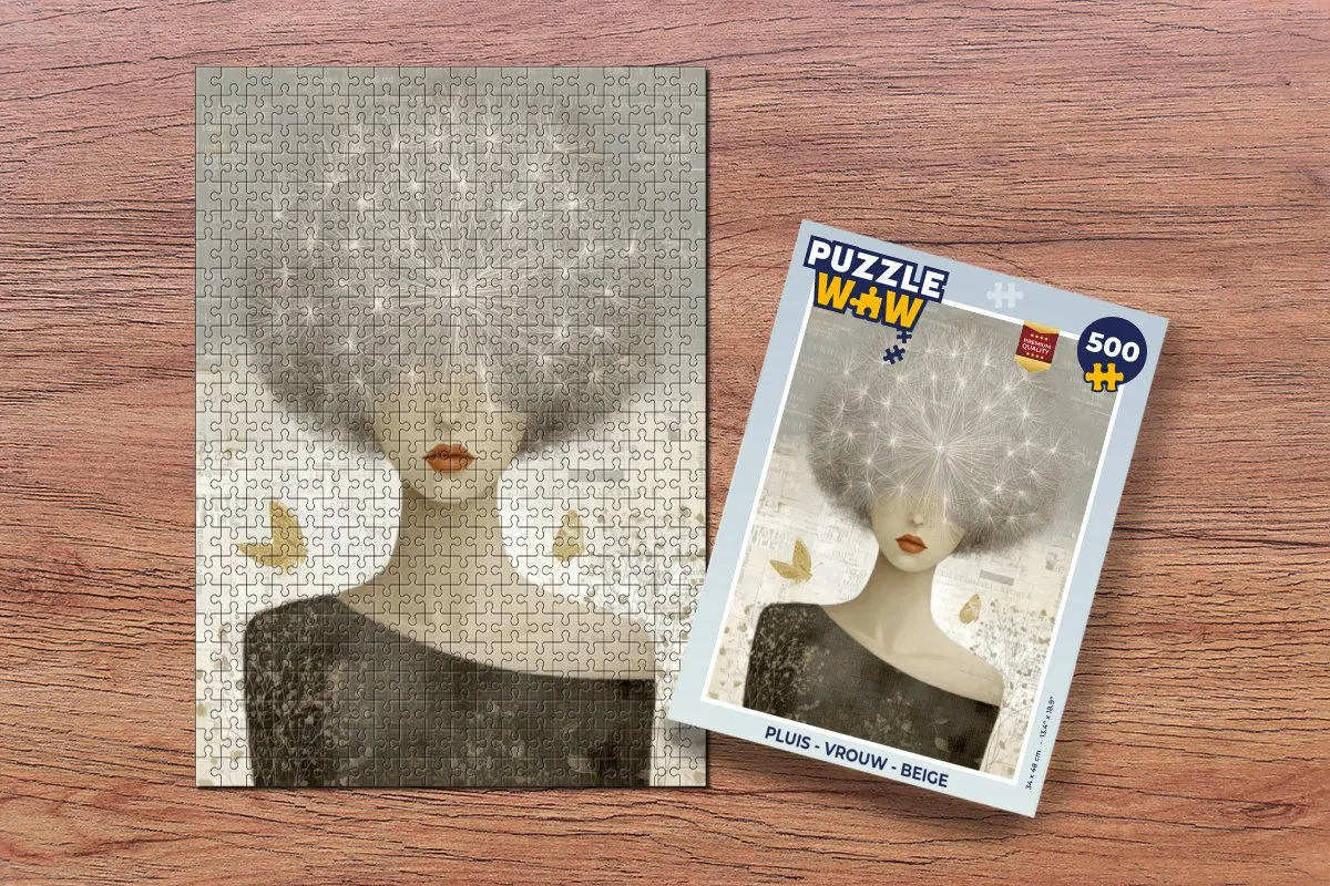 PuzzleWow Pluis Vrouw Puzzel 500 Stuks - Beige