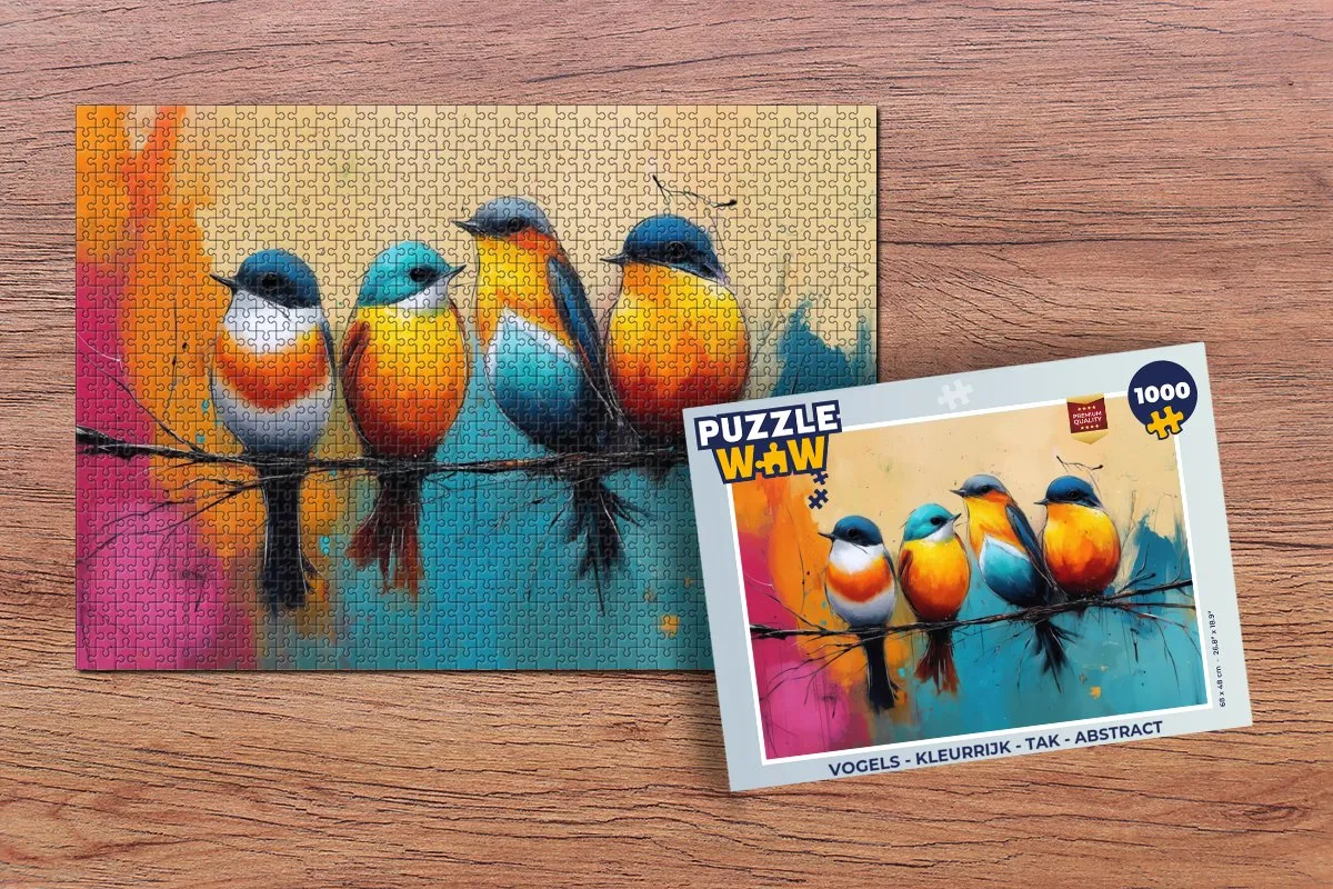 PuzzleWow Vogels Abstract Legpuzzel 1000 Stuks - Kleurrijk