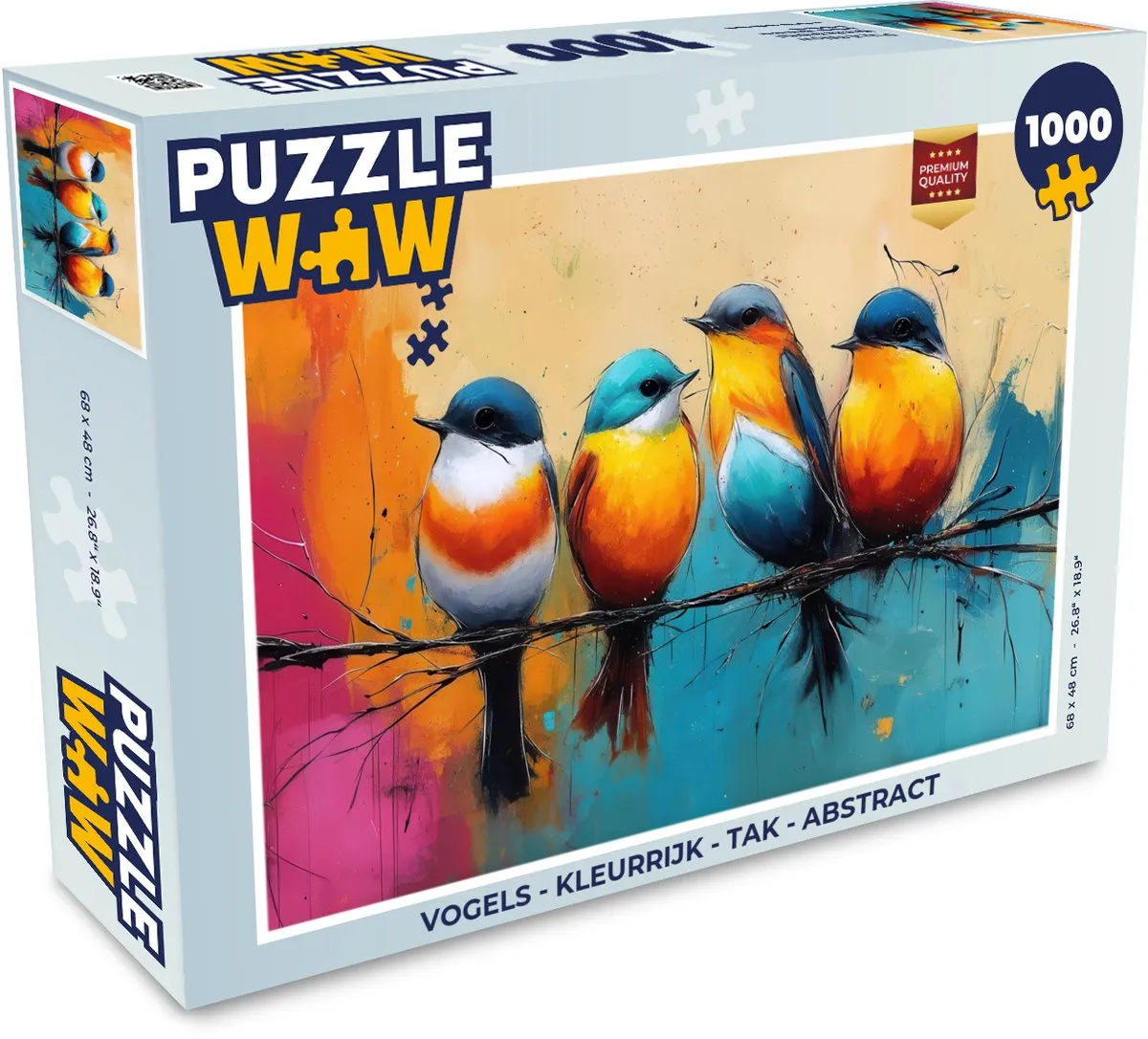 PuzzleWow Vogels Abstract Legpuzzel 1000 Stuks - Kleurrijk