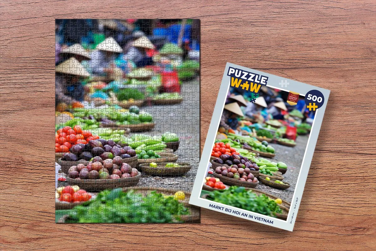 PuzzleWow Legpuzzel 500 Stuks - Markt bij Hoi An - Multicolor