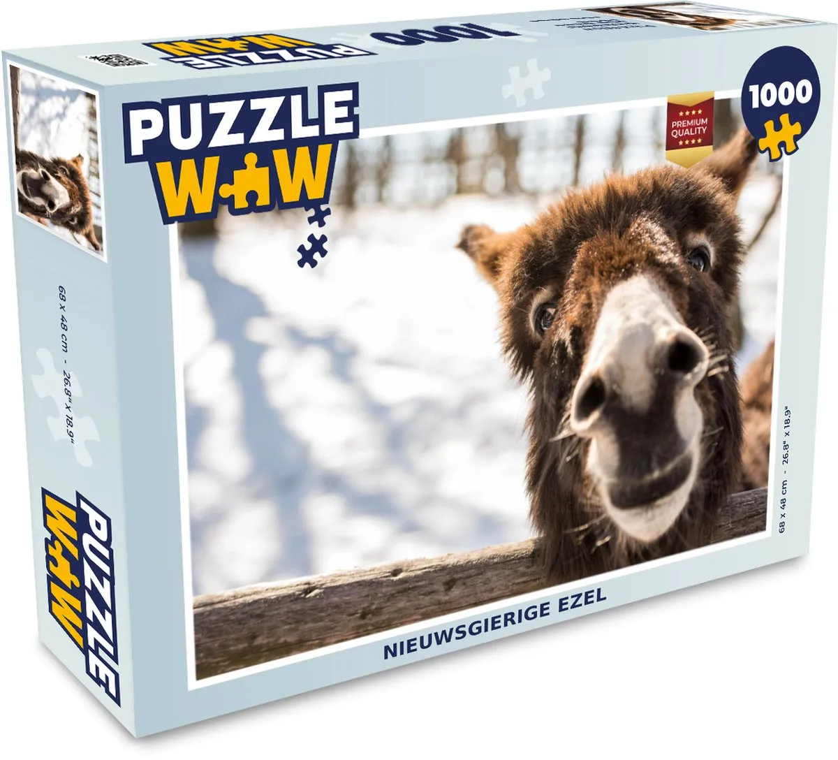 PuzzleWow Legpuzzel Nieuwsgierige Ezel 1000 Stuks - Multicolor