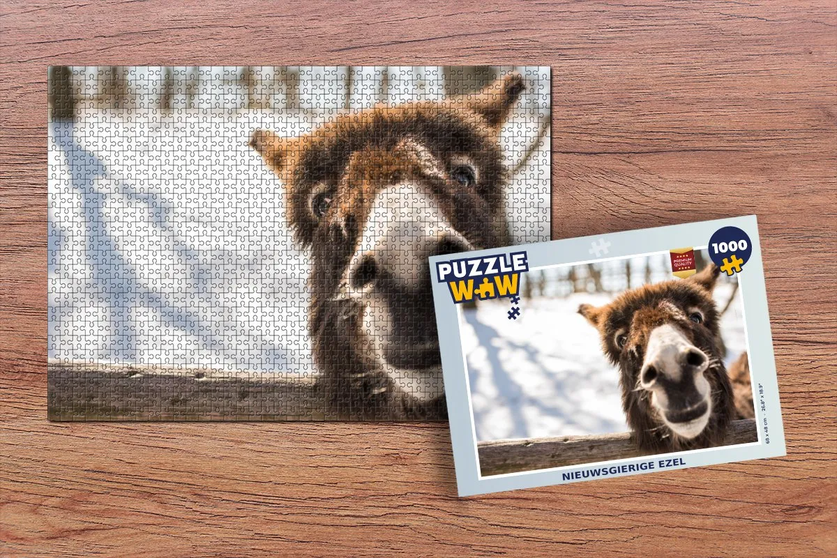 PuzzleWow Legpuzzel Nieuwsgierige Ezel 1000 Stuks - Multicolor